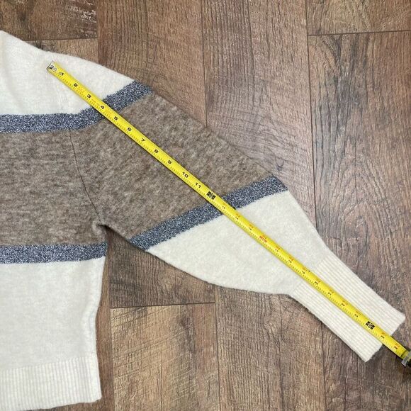 Veronica Beard Miley Colorblock V-neck Sweater Ivory Multi Metallic Relaxed sz S - Picture 7 of 9